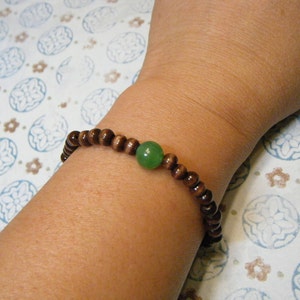 Green Jade Wood Mala Bracelet image 4