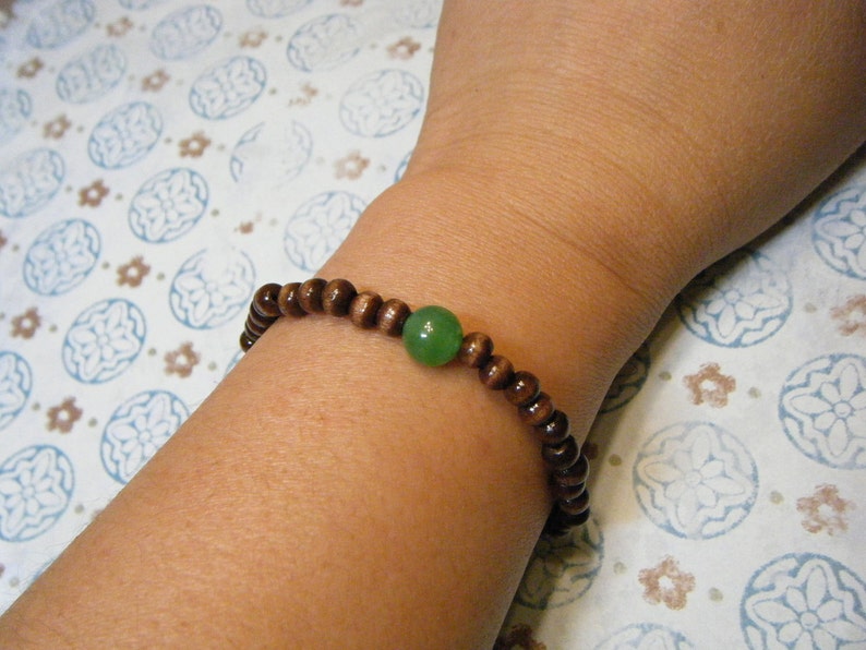 Green Jade Wood Mala Bracelet image 4