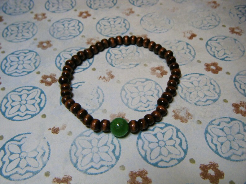 Green Jade Wood Mala Bracelet image 5