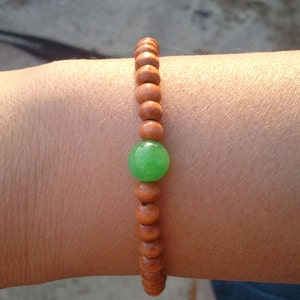 Green Jade Wood Mala Bracelet image 4