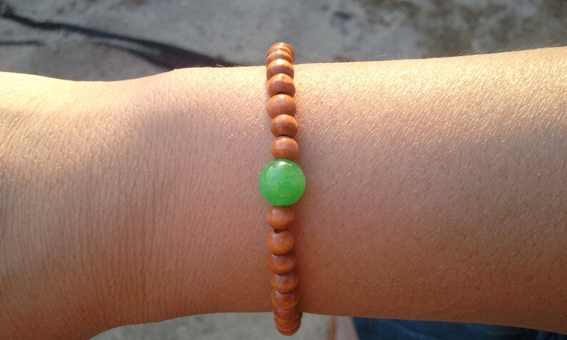 Green Jade Wood Mala Bracelet image 4