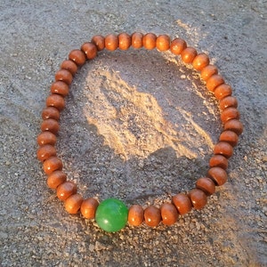 Green Jade Wood Mala Bracelet image 1