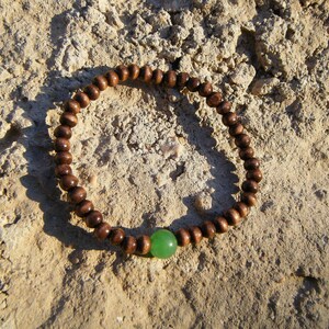 Green Jade Wood Mala Bracelet image 1