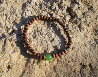 Green Jade Wood Mala Bracelet