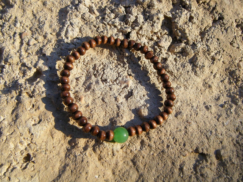 Green Jade Wood Mala Bracelet image 1