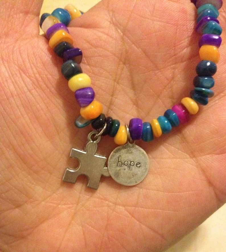Autism Awareness Puzzle Piece HOPE Charm Bracelet | Etsy