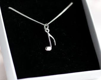 Muzieknootketting in sterlingzilver – cadeau voor muziekliefhebber, zanger en muziekleraar