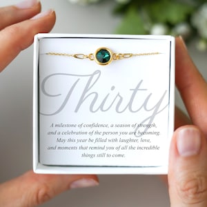 30th Birthday Bracelet, Birthstone Bracelet, Gift for Her, 30th Birthday Gift for Women, Milestone Keepsake, Birth Month Bracelet