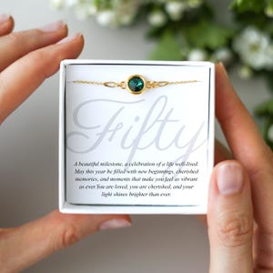 50th Birthday Wishes Bracelet, Personalised Birthstone Gift, Special 50th Keepsake, Gift for Women, 50Milestone, Gift for Mum or Friend