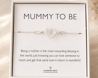 Mommy To Be Bracelet – Baby Feet in Heart Charm – Pregnancy Gift or Baby Shower Present for Expecting Mum