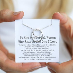Regalo para la madre de la novia, madre del novio, collar de boda con tarjeta, para la mujer que crió a mi ser querido, regalo de agradecimiento.