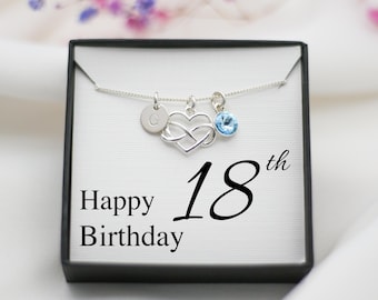 18th Birthday Gift For Her - Personalised Infinity Heart Necklace - 925 sterling silver