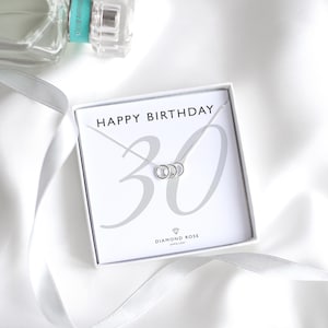Collier 30 ans – Collier trois anneaux, cadeau pour ses 30 ans, bijoux d&#39;anniversaire marquants, cadeau pour amie, sœur, fille