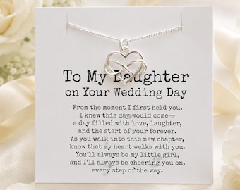 To My Daughter on Her Wedding Day – Heart Necklace – Wedding Gift from Mum or Dad, Bridal Keepsake, Gift for Bride, Daughter Wedding Gift