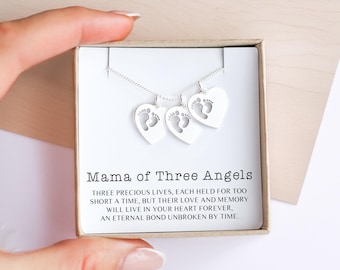 Mama of Three Angels Necklace – Miscarriage Remembrance Gift
