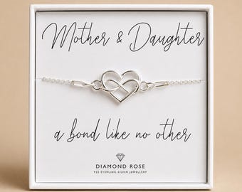 Regalo para madre e hija, pulsera para madre e hija, regalo de joyería con corazón infinito