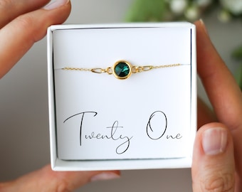 21st Birthday Birthstone Bracelet – Gift for Daughter, Friend or Sister, Personalised Jewellery, Twenty One Keepsake, Gift for Her 21st