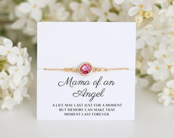 Mama of an Angel Birthstone Bracelet – Remembrance Gift for Baby Loss, Miscarriage Jewellery