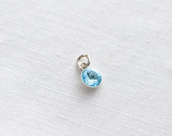 Extra kleine geboortesteenbedel, sterlingzilver of goud, gepersonaliseerde sieraden, cadeau geboortemaand, ketting of armband
