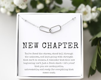 New Chapter ketting, nieuwe start sieraden, cadeau voor een nieuw begin, echtscheidingscadeau, afstudeerketting, verhuiscadeau, aanmoediging