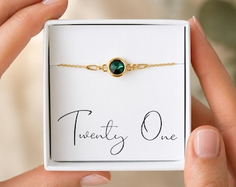 Bracelet avec pierres de naissance pour 21 ans – Cadeau pour fille, amie ou sœur, bijoux personnalisés, souvenir de 21 ans, cadeau pour ses 21 ans
