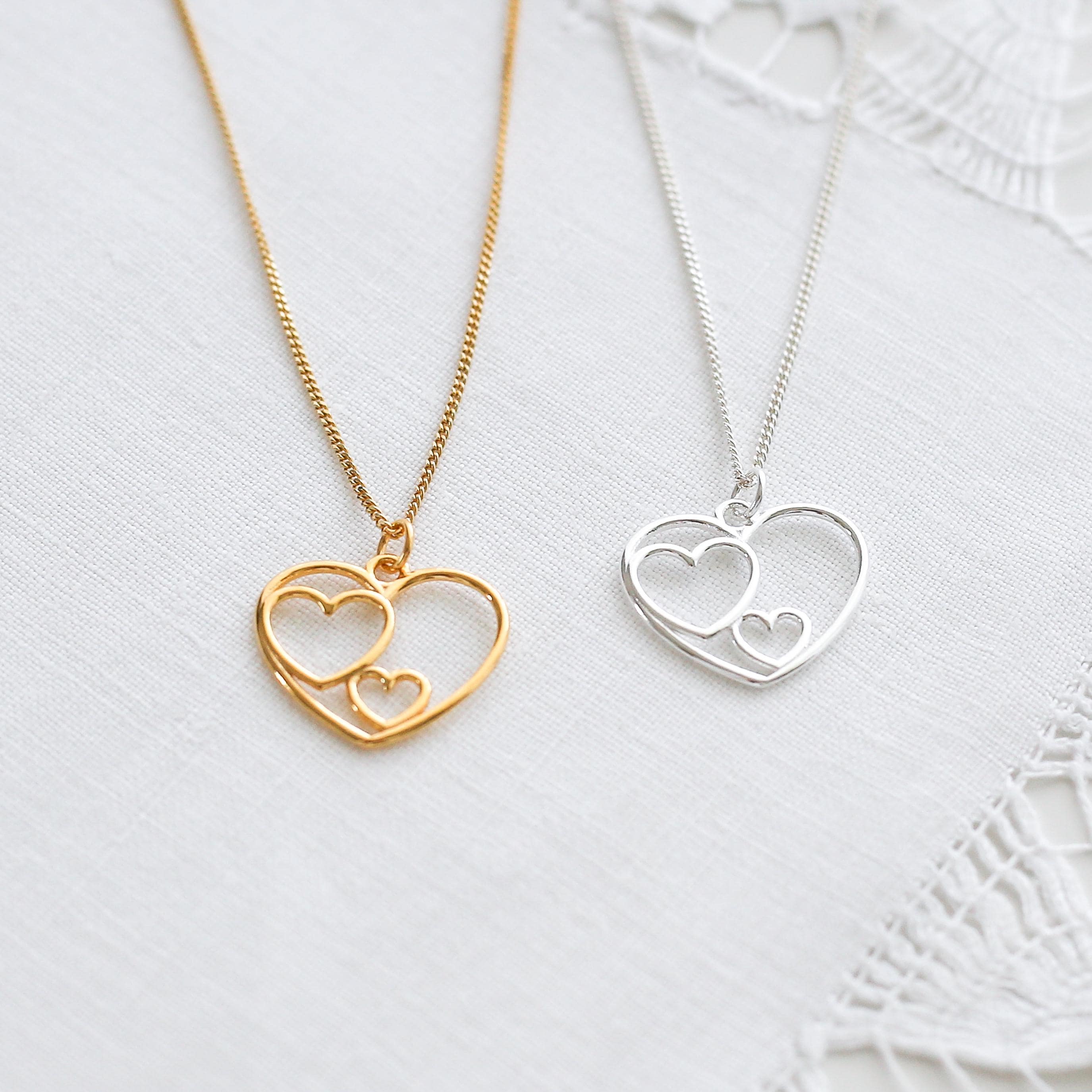 14K Solid Yellow Gold Break-Apart Heart Necklace - Mother Daughter Love Pendant, Gift Boxed - View #8