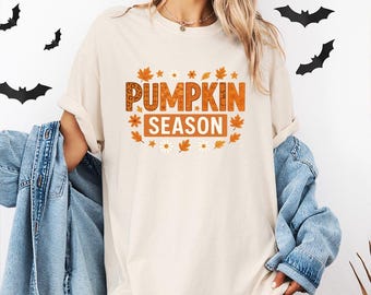 Comfort Colors® Fall Pumpkin Shirt, Thanksgiving Pumpkin Tee, Autumn Season T-Shirt, Cute Fall Graphic Tee, Cozy Pumpkin Spice Outfit Shirt