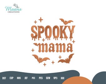Spooky MAMA Applique Embroidery Design, Halloween Embroidery File, Spooky Season Pattern, Machine Embroidery Design, Instant Download