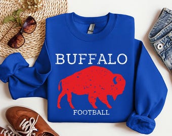 Buffalo Football Retro Sweatshirt, Vintage Game Day Crewneck, Buffalo Football Hoodie, Unisex Fan Shirt, Fall Sports Tee, Buffalo Fan Gift