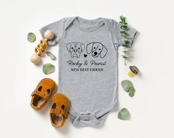 Personalized Dog Onesie®, New Best Friend Onesie®, Newborn Baby Outfit, Protected by Dog Bodysuit, Dog Lover Gift, Baby Shower Gift from Dog