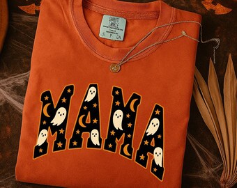 Comfort Colors® Halloween Mama Shirt, Mom Halloween Shirt, Spooky Mama Shirt, Mama Halloween Crewneck, Cute Ghost Shirt, Floral Ghost Shirt