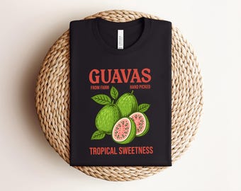 Vintage Guavas Label T-Shirt, Retro Fruit Graphic Tee, Exotic Guava Lover Shirt, Unisex Cool Gift Tee, Commercial Produce Print Fruit Shirt