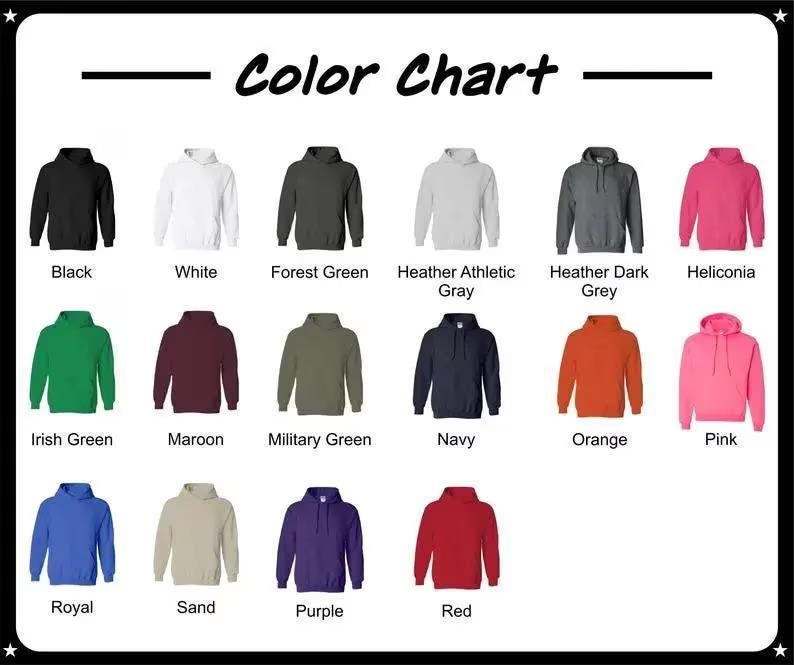 Puede incluir: Tabla de colores que muestra sudaderas con capucha en negro, blanco, verde bosque, gris atl&eacute;tico jaspeado, gris oscuro jaspeado y heliconia. Otros colores son verde irland&eacute;s, granate, verde militar, azul marino, naranja, rosa, real, arena, morado y rojo.