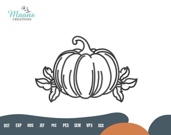 Kürbis Stickdatei, Maschinenstickerei, Herbst Kürbis Stickmuster, Nähen Stickmuster, Instant Download