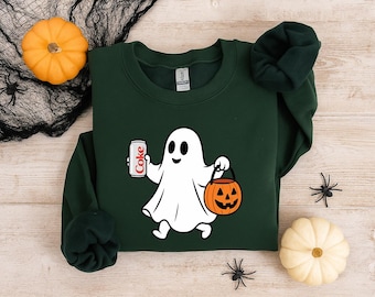 Halloween Diet Coke Ghost Sweatshirt, Lustiges Skelett Soda Pullover, Süßes Diet Coke Lover Sweatshirt, Gruseliger Saison Coke Crewneck Pullover
