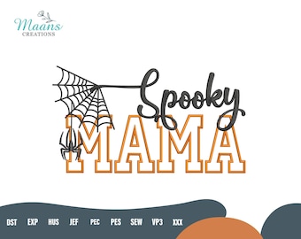Spooky MAMA Applique Embroidery Design, Halloween Machine Embroidery File, Spooky Season Digital Pattern, DIY Embroidery, Instant Download