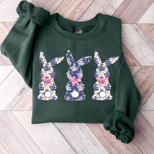Floral Easter Bunny Sweatshirt, Coquette Bow Rabbit Shirt for Women, Cute Spring Graphic Tee, Holiday Pastel Easter Outfit, Gift for Her