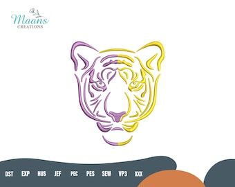 Tiger Maskottchen Stickdatei, Sport Team Stickdatei, Maschinenstickerei, digitale Stickerei für College Fans, Geschenk Abschluss, Instant Download
