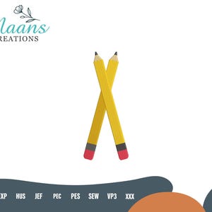 School Pencils Embroidery Design, Fill Stitch Mini Pencil Files, Pencil Silhouette Machine Embroidery, Get Your Embroidery Files Instantly