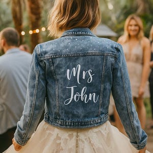 Bride Jean Jacket Embroidered, Custom Future Mrs Jacket, Bride to Be Denim Jacket, Personalized Mrs Jean Bridal Jacket, Wedding Gift for Her
