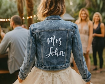 Bride Jean Jacket Embroidered, Custom Future Mrs Jacket, Bride to Be Denim Jacket, Personalized Mrs Jean Bridal Jacket, Wedding Gift for Her