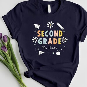 Retro Second Grade Shirt, Custom 2nd Grade Teacher Tee, Back to School Team Shirt, Teacher Appreciation Gift Idea, Cute Classroom Outfit
