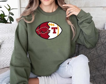 Personalized House Divided Football Sweatshirt, Split Teams Family Shirt, Custom Football Mom Dad Tee, Root for Both, Game Day Sports Gift