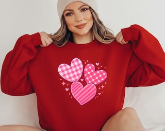 Valentine Day Heart Sweatshirt, Valentine Day Hoodie, Cute Love Graphic Sweatshirt, Cozy Valentine Crewneck for Women, Sweater Gift for her