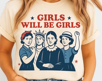 Bunt-Frauen-T-Shirt, Comfort Colors® Feminist-T-Shirt, 4. Juli-Shirt für Frauen, Unabhängigkeitstag, starkes weibliches USA-T-Shirt