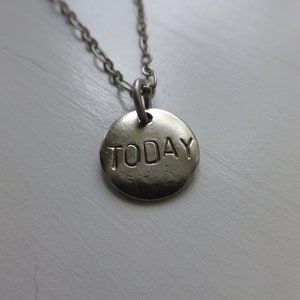 Today, I can, recovery jewelry, hand stamped metal necklace, hope, strength, encouragement, remember, gift, wonderkath