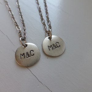couples matching initials necklaces custom boyfriend girlfriend lesbian gay gift relationship anniversary valentines day hand stamped