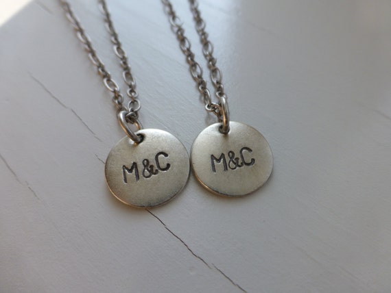 Couples Matching initials Necklaces Custom Boyfriend Girlfriend Lesbian Gay Gift Relationship Anniversary Valentines Day Hand Stamped