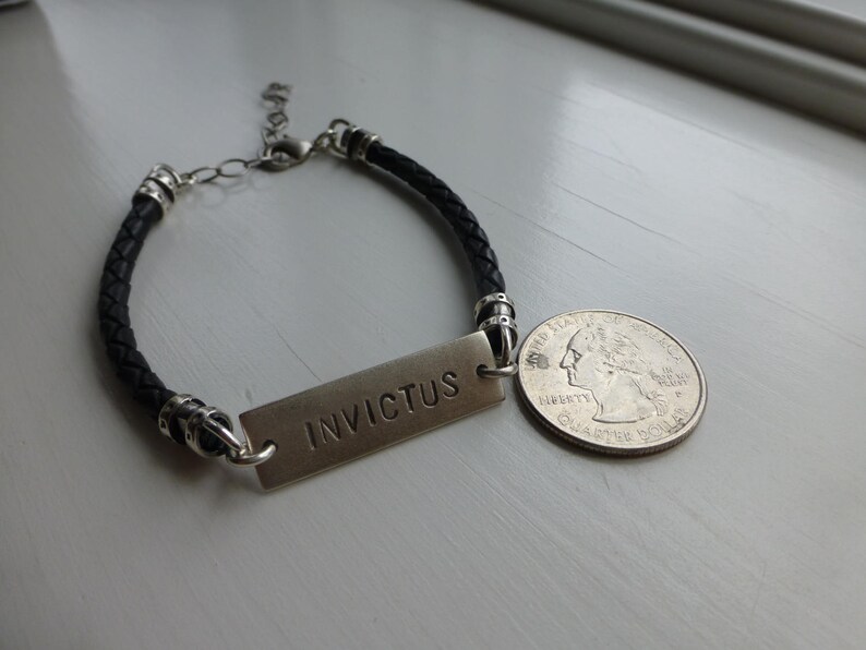 Latin Hand Stamped Bracelet for Men or Women Unconquerable Etsy