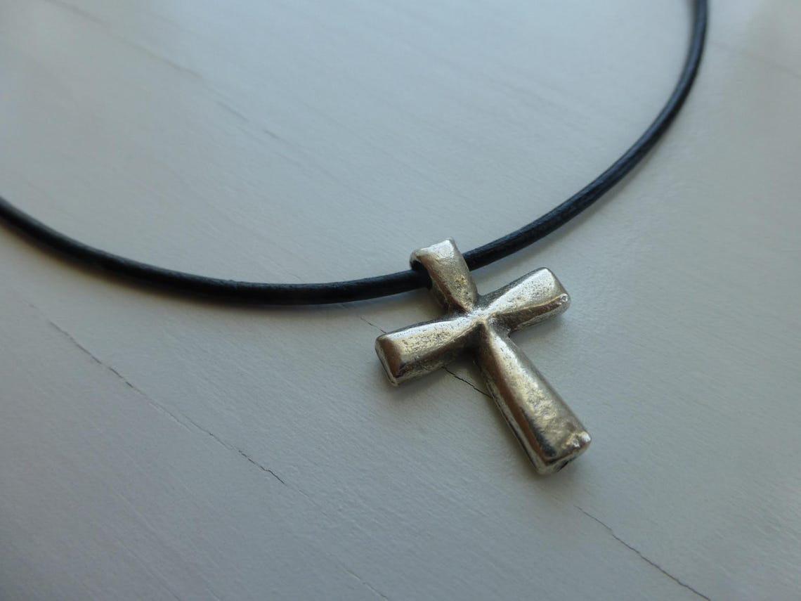 Cross Leather Necklace Boys Confirmation Gift Girls Cross - Etsy